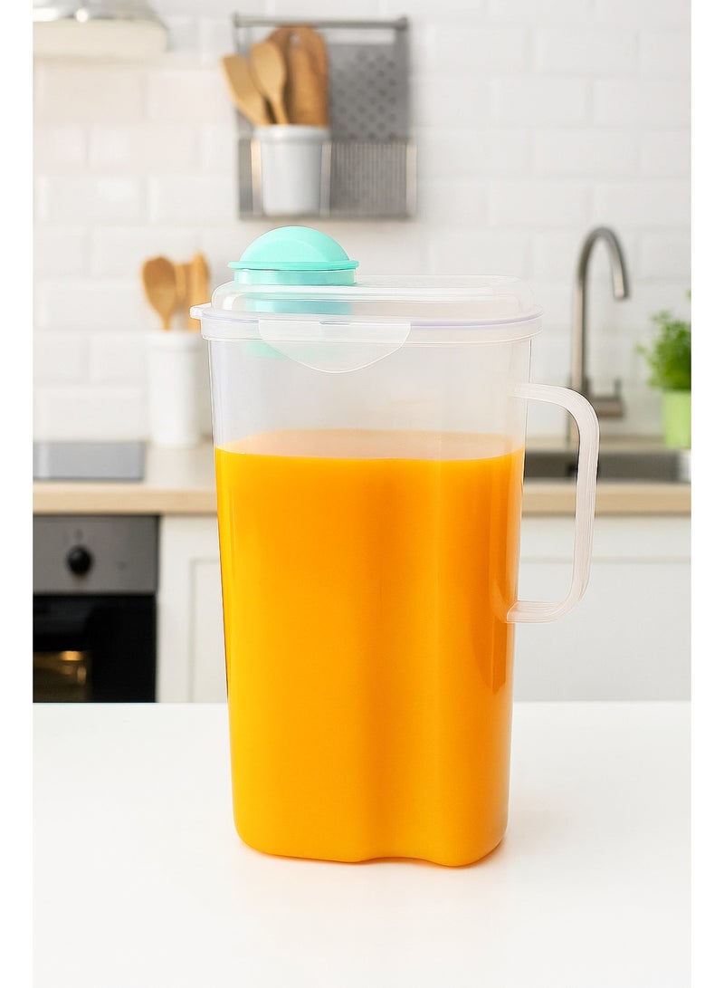 favilla 2-piece set of clear plastic jugs with clip-on lids - 1.5 liter capacity - multi-colored - Image 5